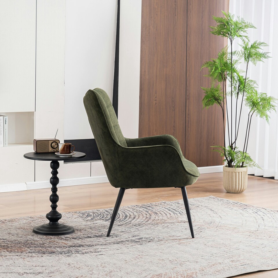 image 1 of Vera Velvet Occasional Living Room Modern Accent Chair (Green)
