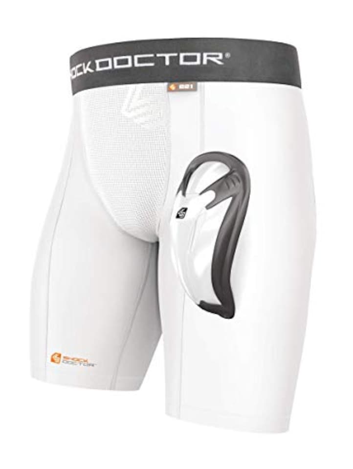 image 1 of Shock Doctor 221 Short Compression With Bioflex Cup - Athletic Support With Comfort And Compression For Maximum Range Of Motion - Adult (One Pair Shorts & Athletic Cup) Black