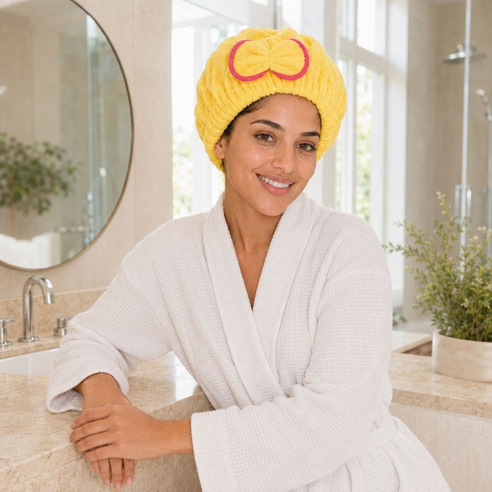 image 1 of SMUG Microfibre Hair Towel Cap, Yellow