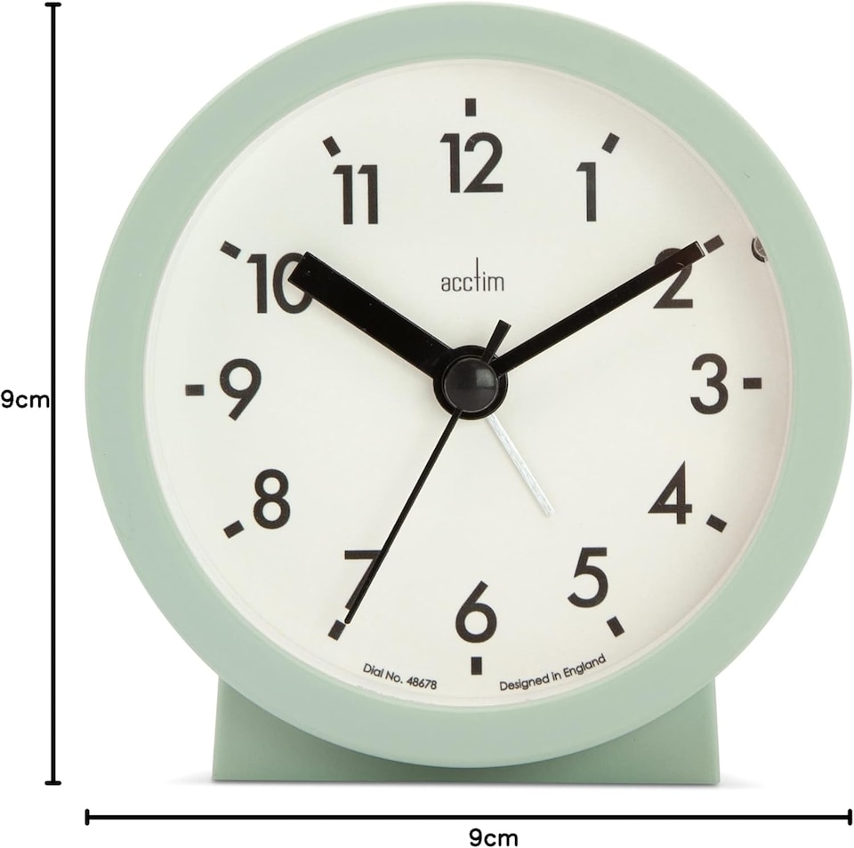 image 1 of Acctim Gaby Small Analogue Contemporary Bedside Alarm Clock | Green | Cool Mint