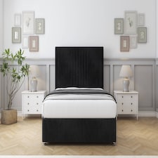 Sloomy Harrington Black Naples Divan Bed With Mattress 4 Drawers With 26" Strutted Headboard & 12" Matching Footboard 6' Super King | Black | Black | Super King | 1