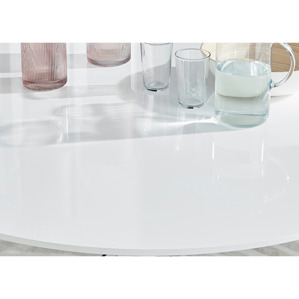 image 1 of Furniturebox Novara 120cm White High Gloss Table (Silver)