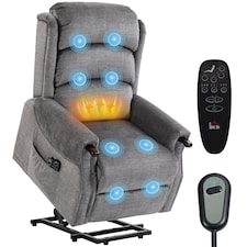 HOMCOM Power Lift Recliner Chair with Vibration and Heat, Wood Grip