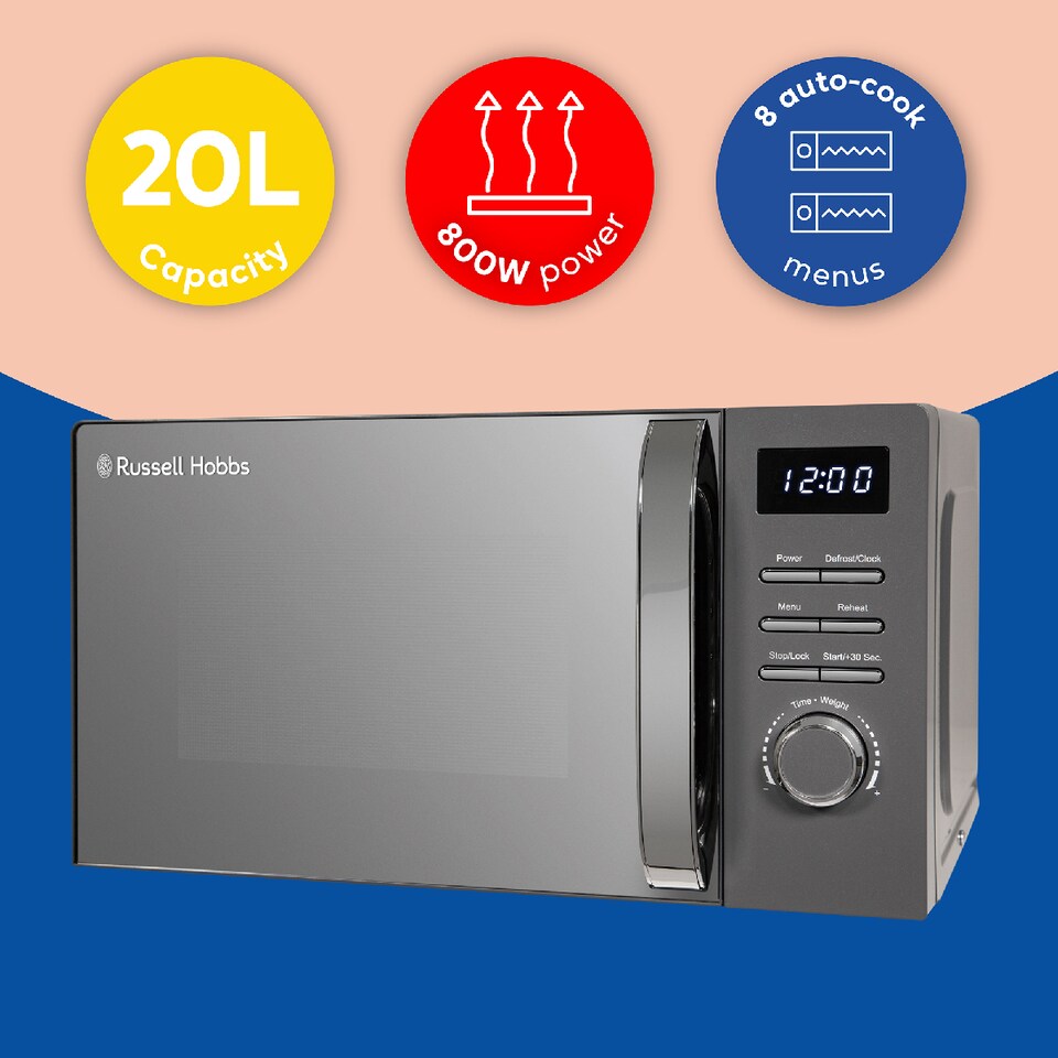 image 1 of Russell Hobbs RHMD818G Grey Microwave 20L Digital Legacy 800W Defrost Function