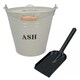 image 1 of Cream Coal Bucket With Lid & 5" Shovel Metal Ash Tidy Bin Coal Fire Log Burner