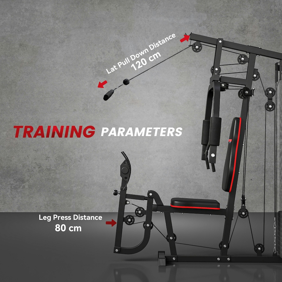 image 1 of SPORTNOW Home Gym Machine Compact Multi Gym with 45kg Weight Stack