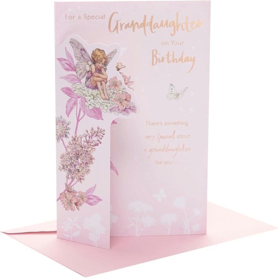 image 1 of Flowers Fairies Design Granddaughter Birthday Card
