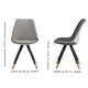 image 7 of Set of 4 Sofia Ergonomic Modern Dining Chairs Upholstered in Velvet, Metal Legs with Gold End Tips | Grey | Dark Grey