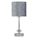 image 2 of First Choice Lighting Set of 2 Chrome Jewelled Table Lamp with Grey Crushed Velvet Shades Chrome | Grey