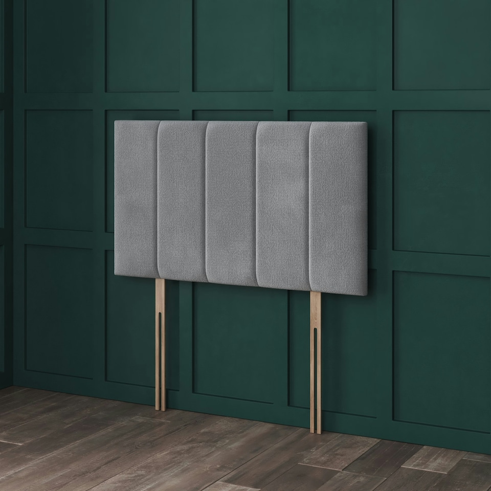 image 1 of Soft Grey Teddy 5 Panel Headboard Grey | 4FT Small Double 26"inch Headboard