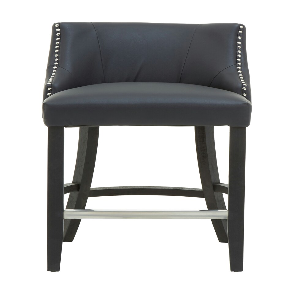 image 1 of Interiors by Premier Black Bar Stool with Back, Velvet Seat Breakfast Bar Chair, Kitchen Stool with Footrest, Chair for Bar, Home