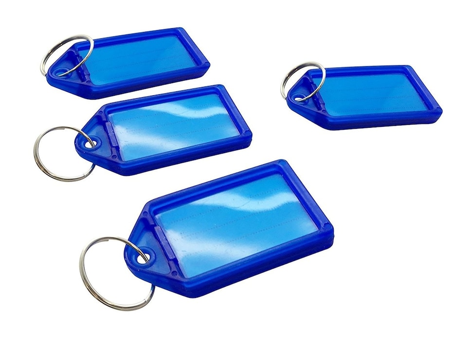 image 1 of Pack of 100 Small Blue Identity Tag Key Rings