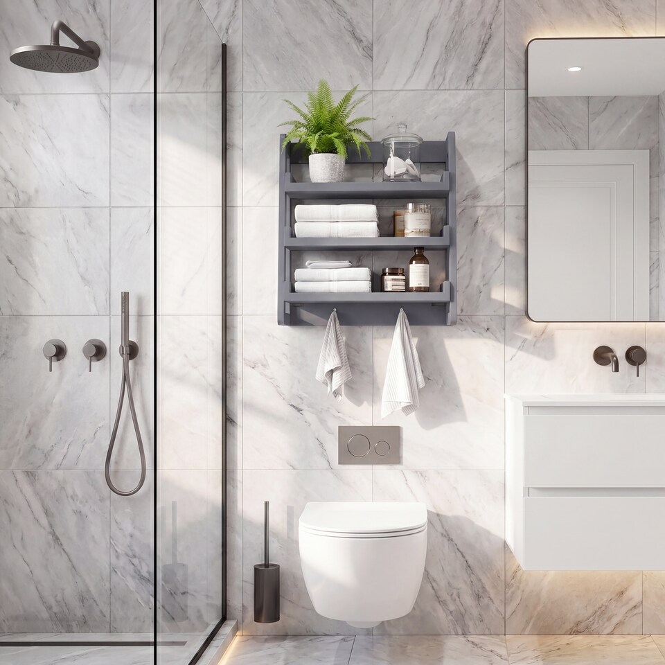 image 1 of Vida Designs Hayle Small Bathroom Hanging Rack - Grey