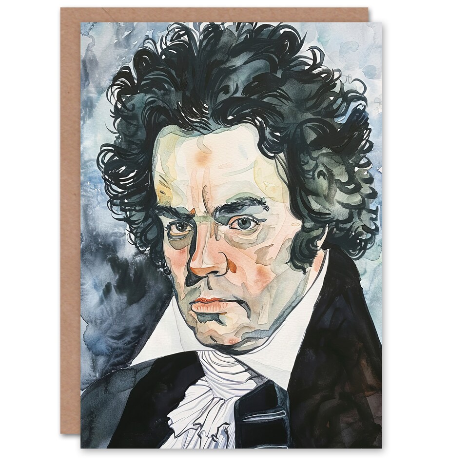 image 1 of Greeting Card Beethoven Classical Music Composer Portrait Birthday