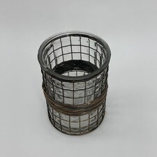 Candle Holder - Glass/Metal Frame - L10 x W10 x H15 cm Clear