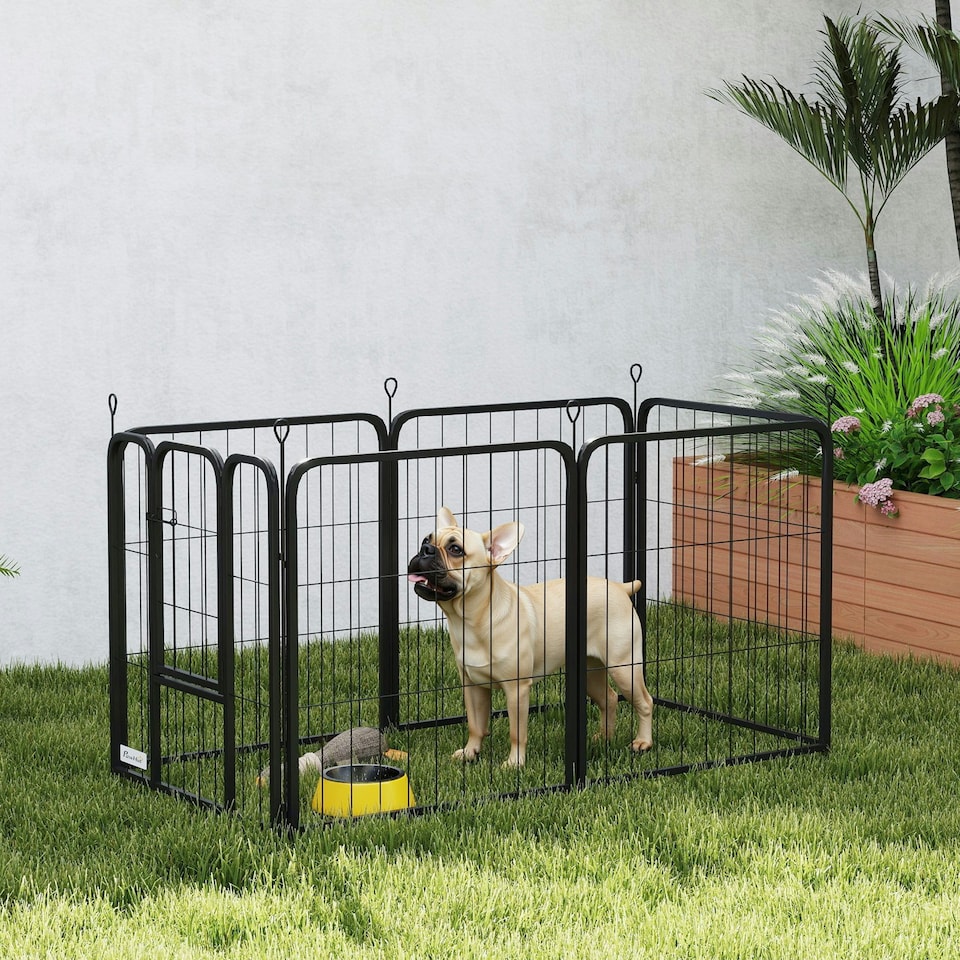 image 1 of PawHut Six-Panel Dog Playpen with Door, for Indoor, Outdoor, 60cm Tall