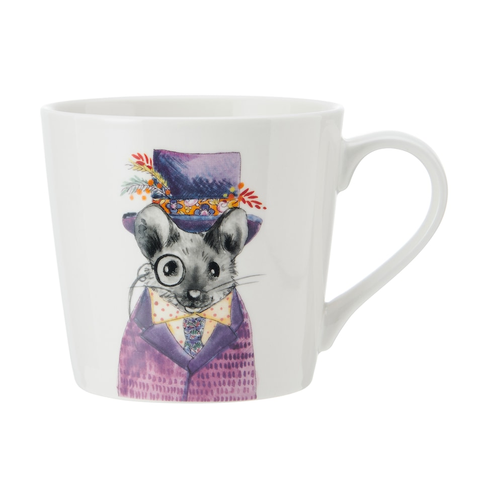 image 1 of Mikasa x Tipperleyhill Mouse Print Porcelain Mug, 380ml | White