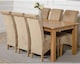 image 2 of Oslo 180 x 90 cm Large Oak Dining Table and 6 Montana Fabric Chairs | Brown | Beige