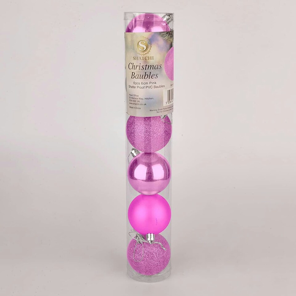 image 1 of Pink Baubles - 6cm, 18-Piece Set, PVC