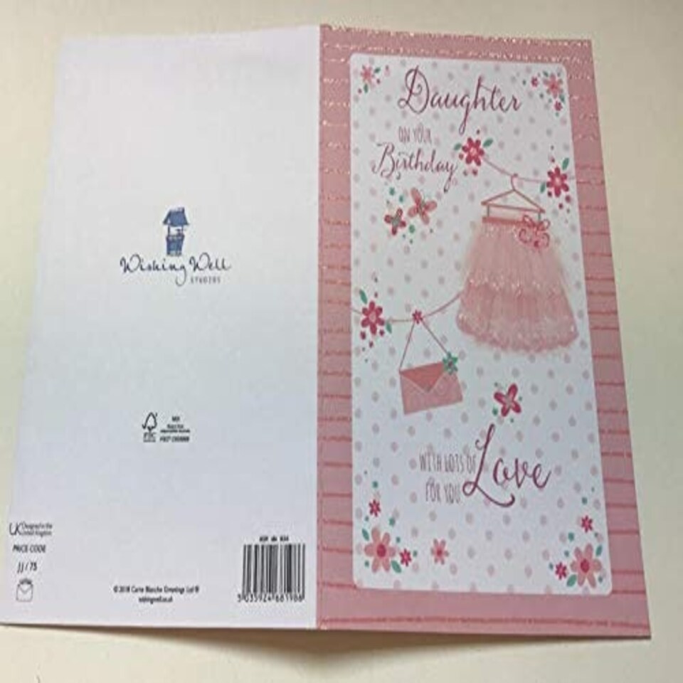 image 1 of Daughter On Your Birthday Morden Dress and Pursh Card Wishing Well