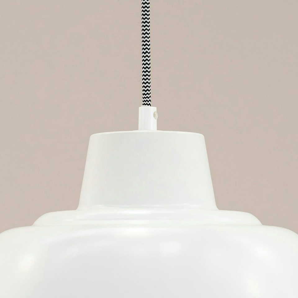 image 1 of ValueLights Morris White Metal Drop Hanging Pendant Ceiling Light with LED Bulb