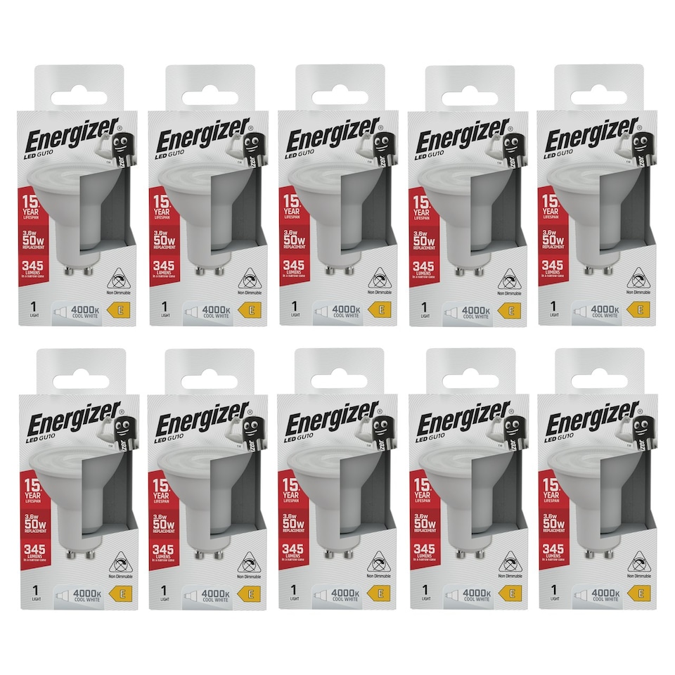 image 1 of Energizer LED GU10 345lm 3.6W 4000K (Cool White) Light Bulb - Pack of 10