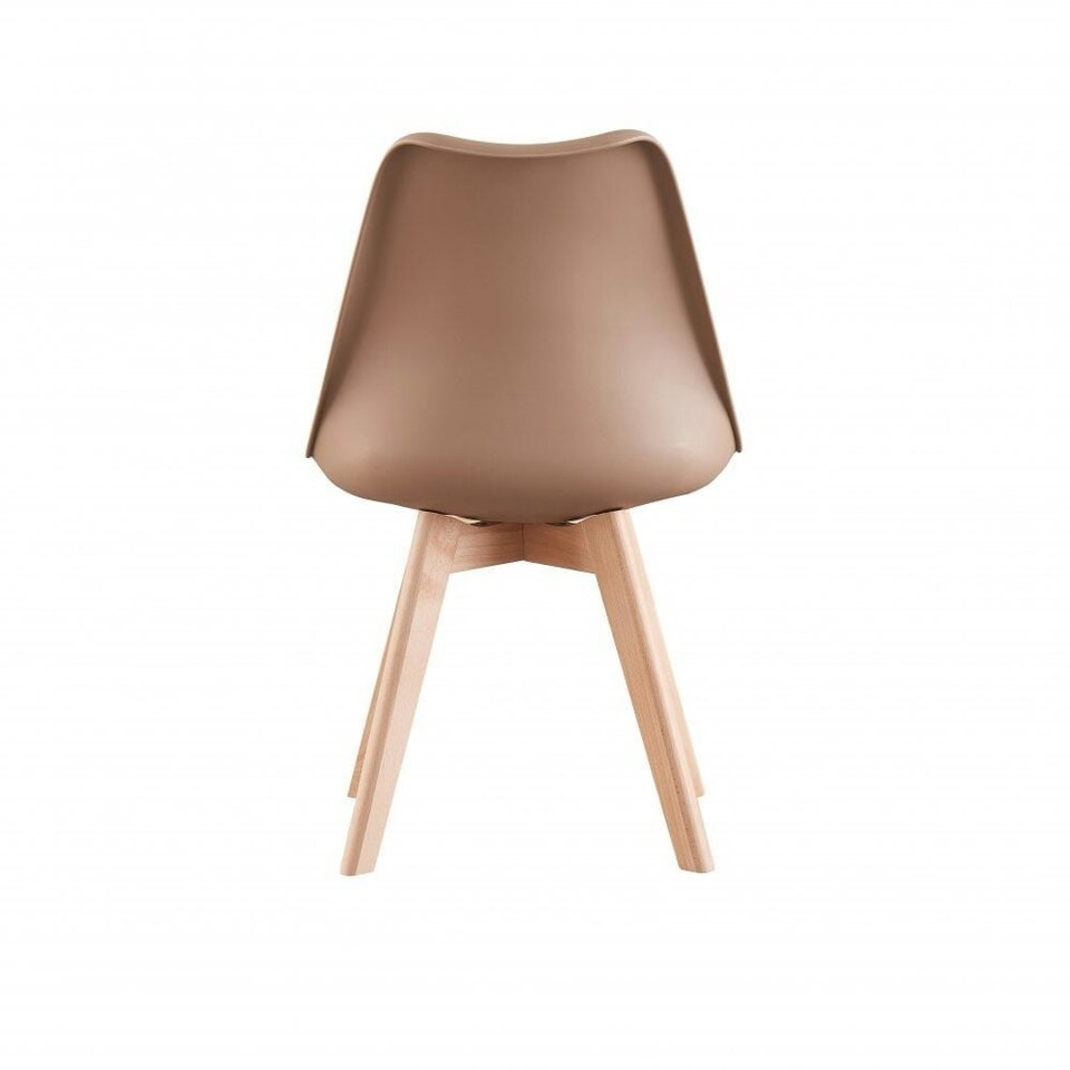 image 1 of Set of 4 Scandinavian Dining Chairs with Leather Cushions Solid Wood Legs Bronze | Vanilla