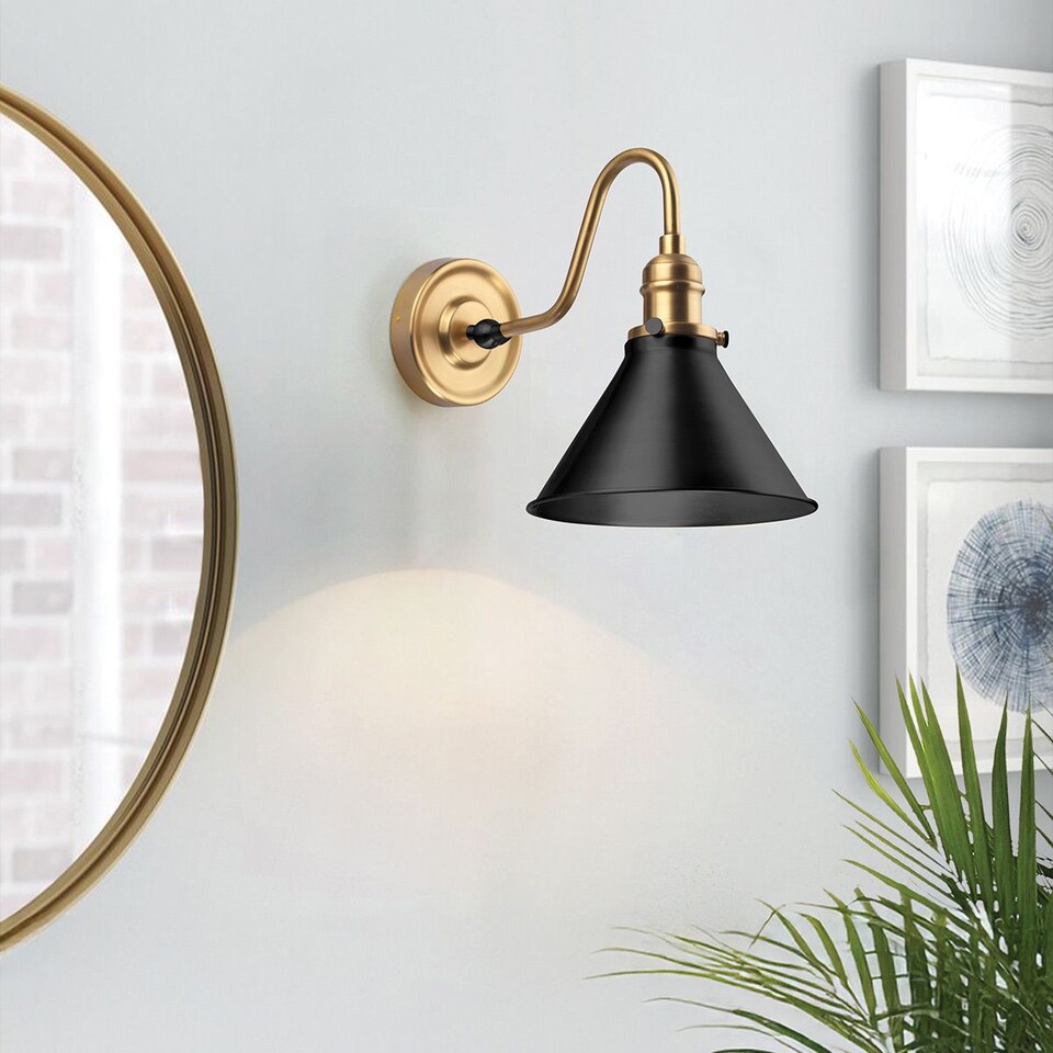 image 1 of Provence Dome Wall Lamp Classic Aged Brass, Matt Black 1x E27