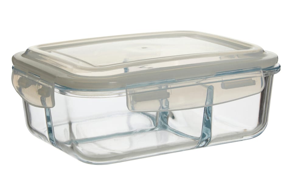 image 1 of Freska 3 Section Rectangular Glass Container With Lid 1520 ml