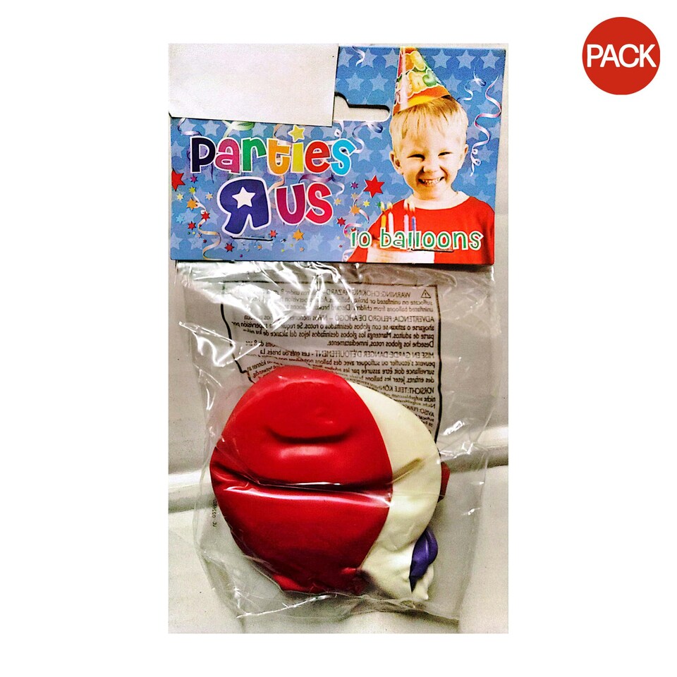 Parties Rus Latex Plain Balloons (Pack of 10) - Multicoloured - One Size
