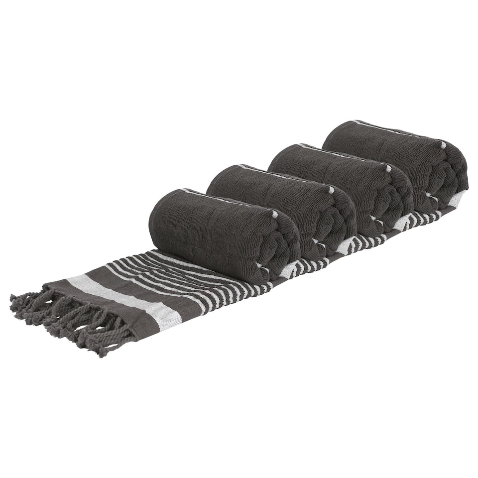 image 1 of Nicola Spring Deluxe 100% Cotton Turkish Beach Towels - 160cm x 90cm - Charcoal - Pack of 4 | Grey | Charcoal