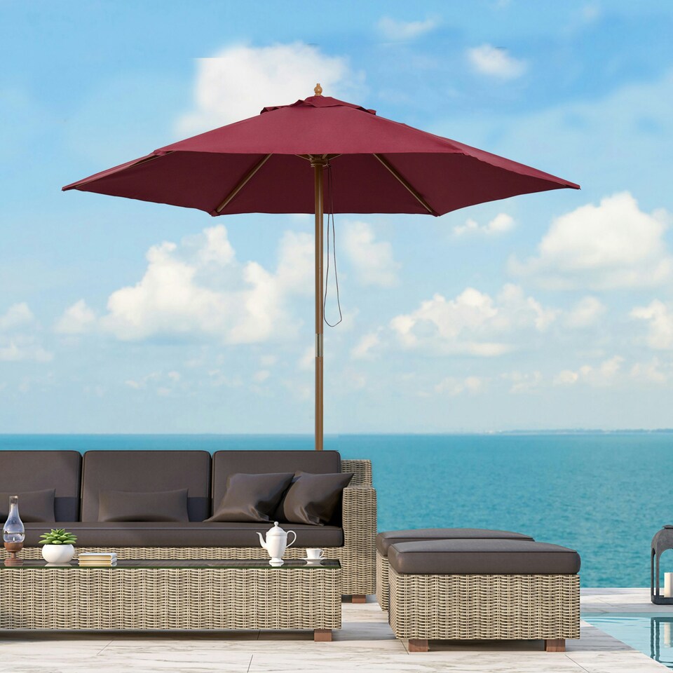 image 1 of Outsunny 2.5m Garden Parasol Sun Shade Patio Outdoor Umbrella Canopy