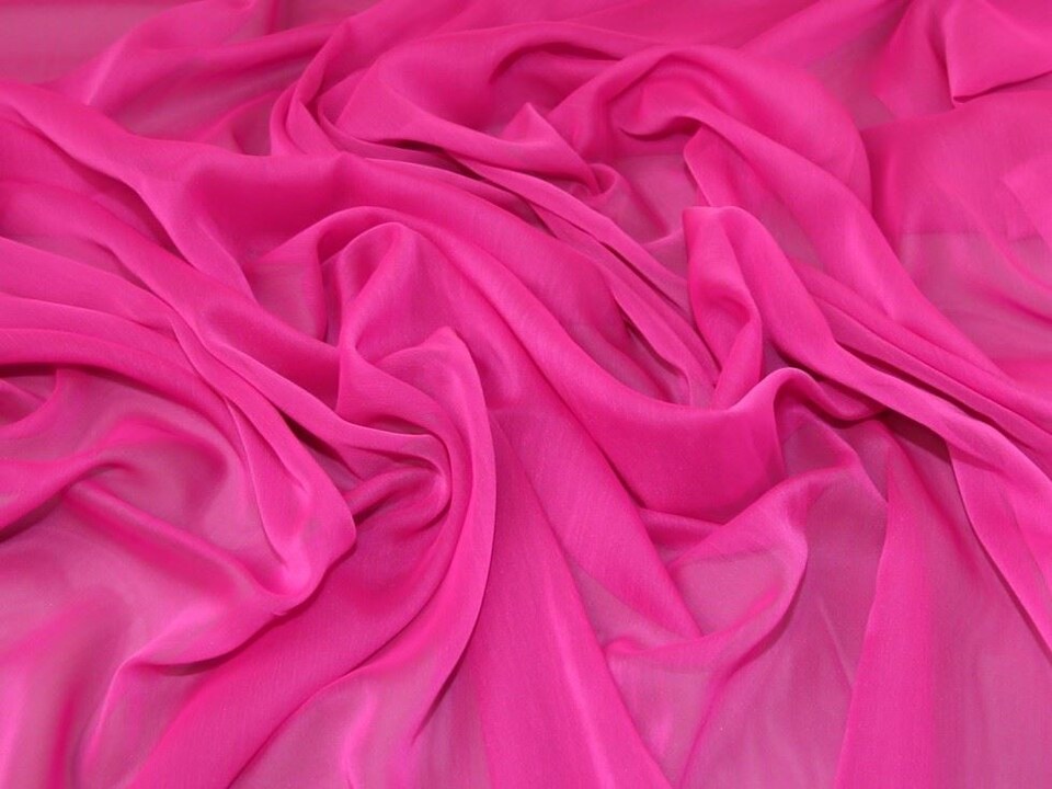 Minerva Core Range Pink Gemini Crinkle Sheer Chiffon Fabric for Dressmaking, 148cm / 58" Wide - per metre