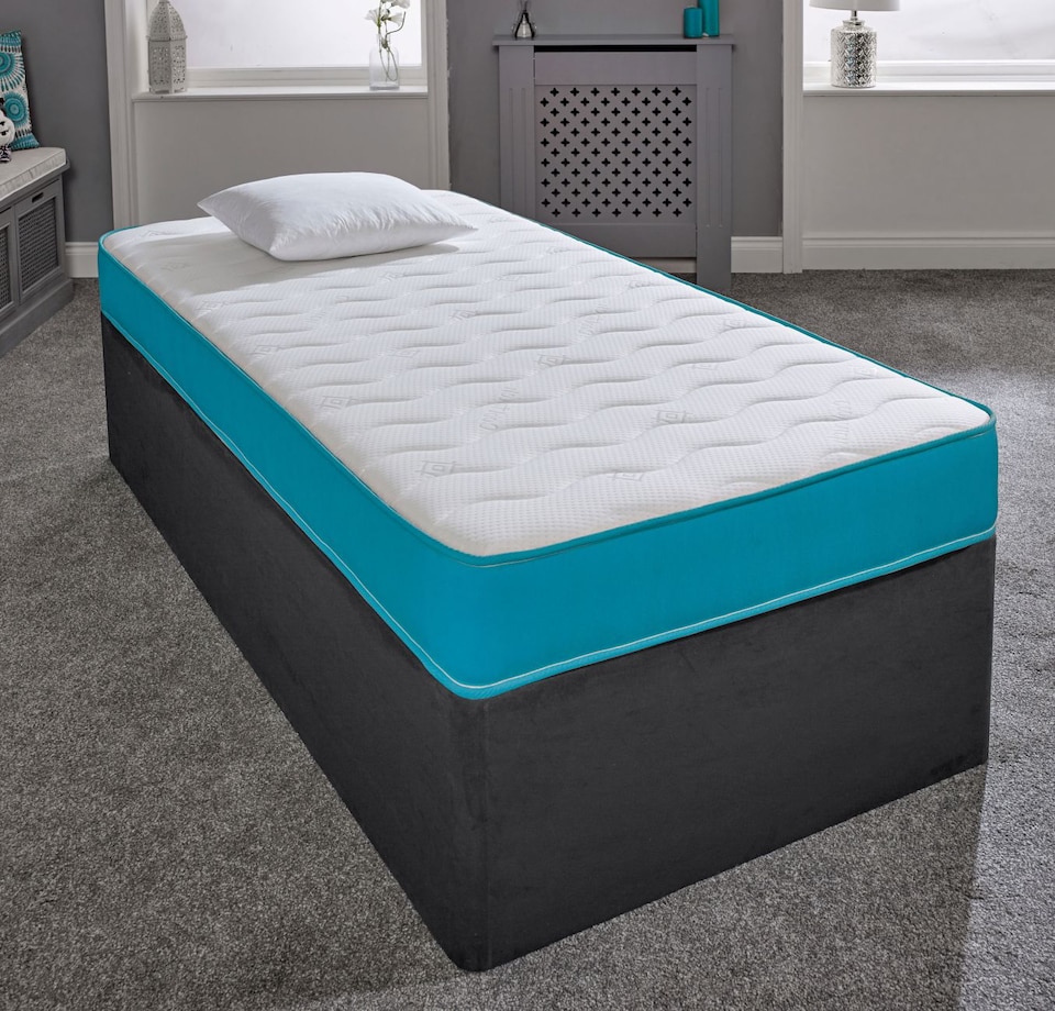 image 1 of Coil Sprung Hybrid Mattress - Medium Soft Comfort, Cooltouch Breathable Cover | Blue | European King Size