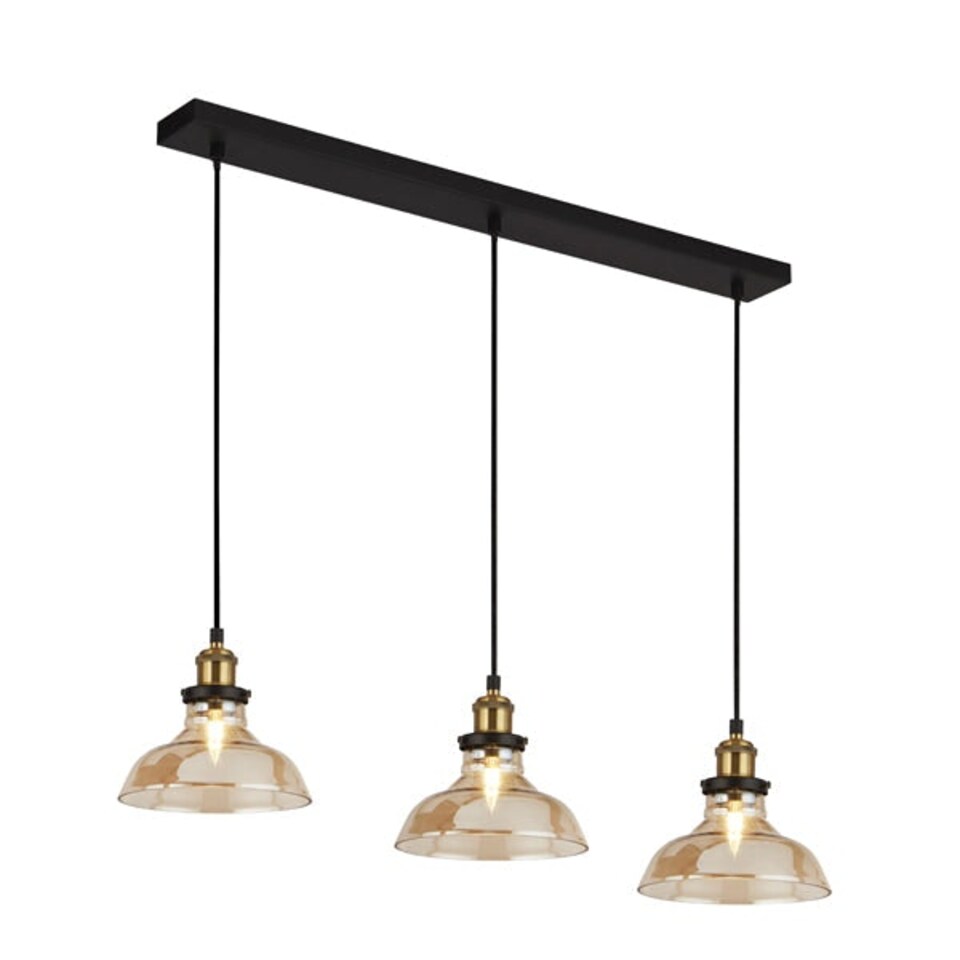image 1 of Melina Antique Brass & Amber Ceiling Bar
