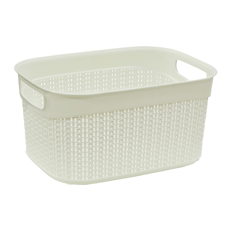 image 1 of JVL Knit Design Loop 9L Plastic Storage Basket, White | White