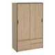 image 1 of Line Wardrobe with 2 Sliding Doors 1 Small Door and 2 Drawers in Jackson Hickory Oak