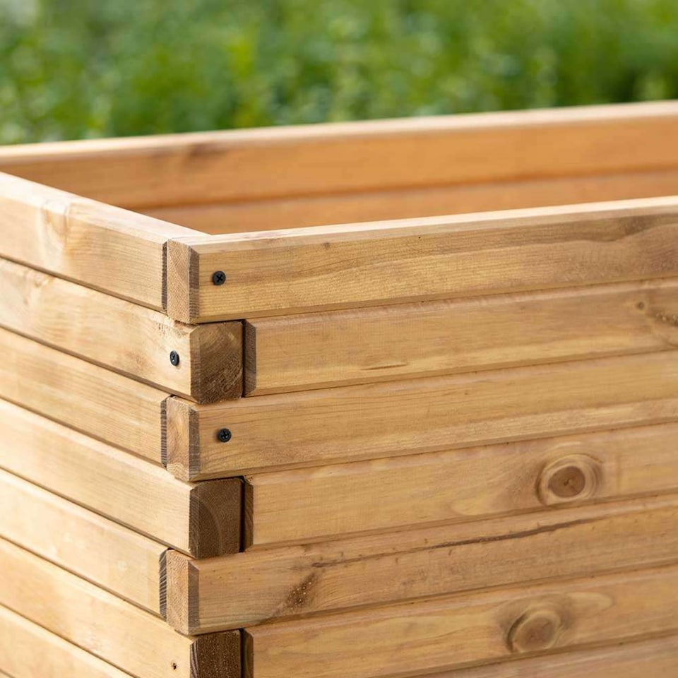image 1 of Primrose Rectangle Pine Wood Raised Trough Outdoor Patio Planter 1.8m