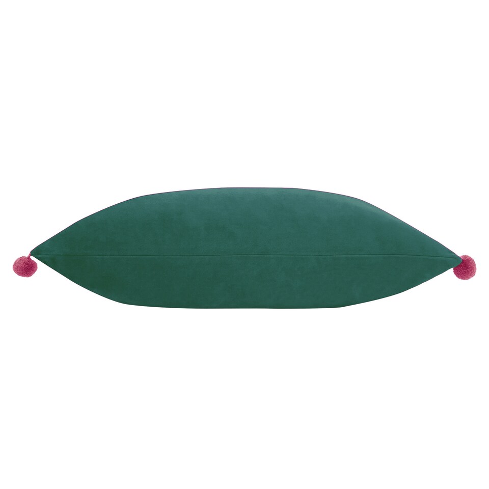 image 1 of Paoletti Fiesta Velvet Cushion, Teal/Berry, 35 x 50cm