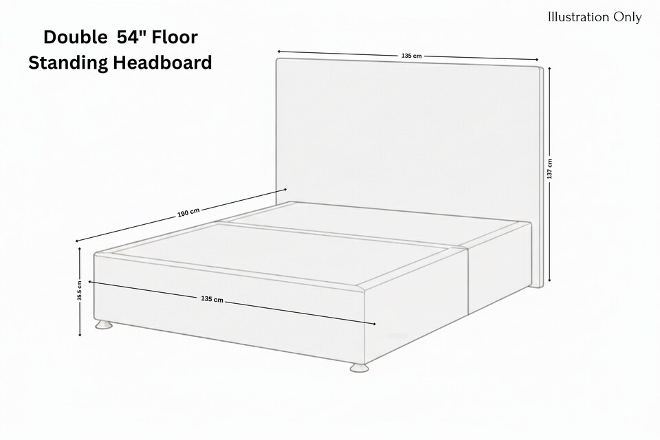image 1 of Sloomy Mayfair Steel Plush Divan Bed Base No Drawers With 54 Inch Floor Standing Headboard | Grey | Steel | Double | 1