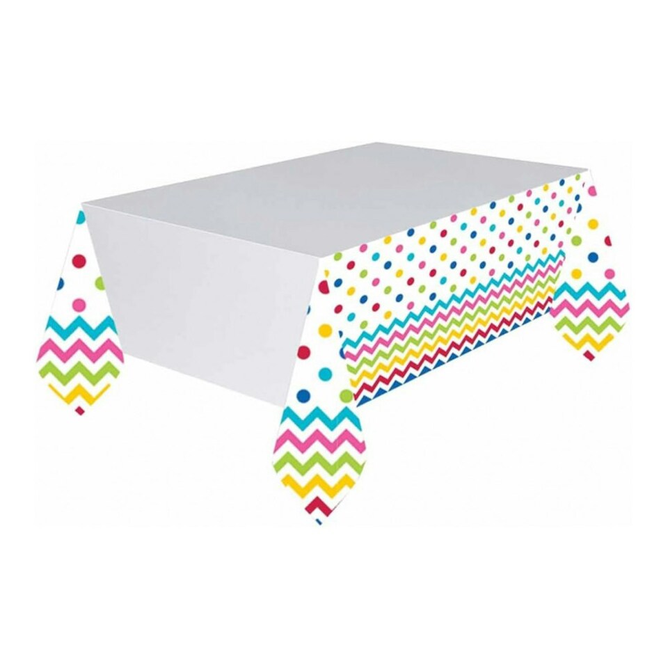 image 1 of Amscan Plastic Chevron Party Table Cover - Rainbow - One Size