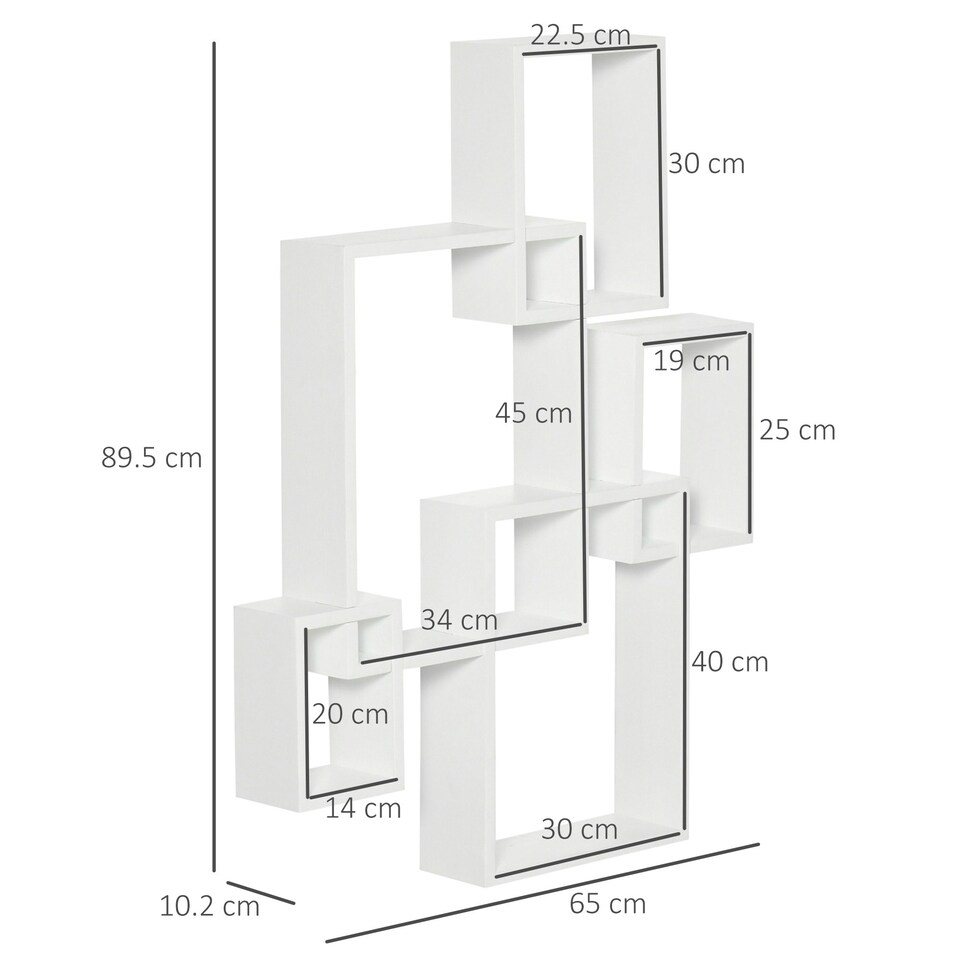 image 1 of HOMCOM Floating Shelves, Interlocking Cube Shelves for Decoration, White