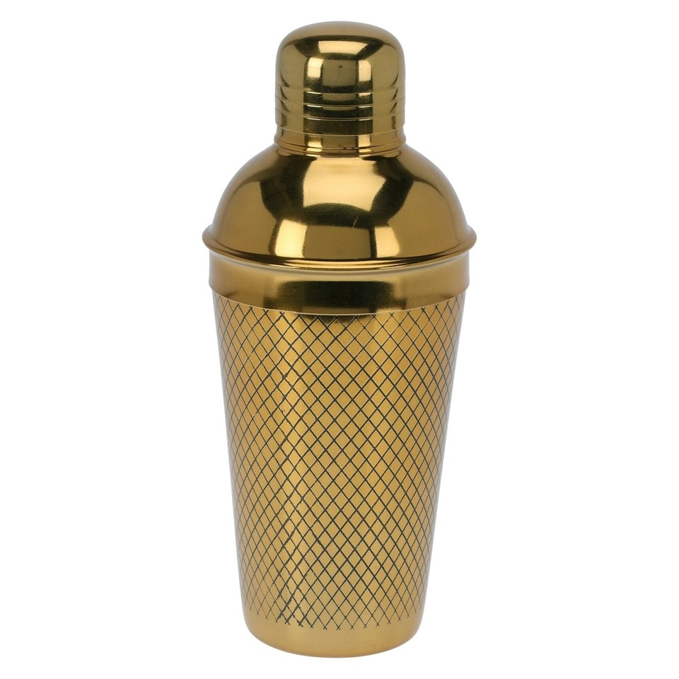 image 1 of Gold Metal Barware Set Cocktail Shaker Ice Bucket Wine Cooler Tongs Double Wall | Gold | Cocktail Shaker Set