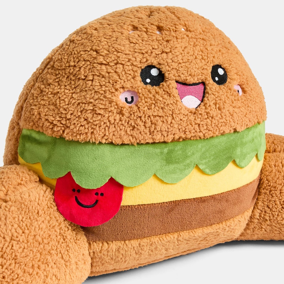 image 1 of OHS Kids Hammy The Hamburger Cuddle Cushion Character Backrest Reading Pillow