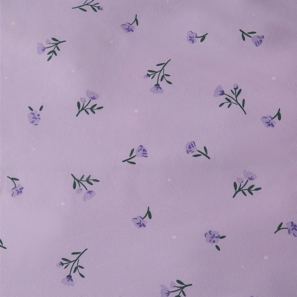 image 1 of OHS Frill Edge Lavender Floral Reversible Print Duvet Cover Bedding Set, Single - Lilac Purple | Lilac | Single
