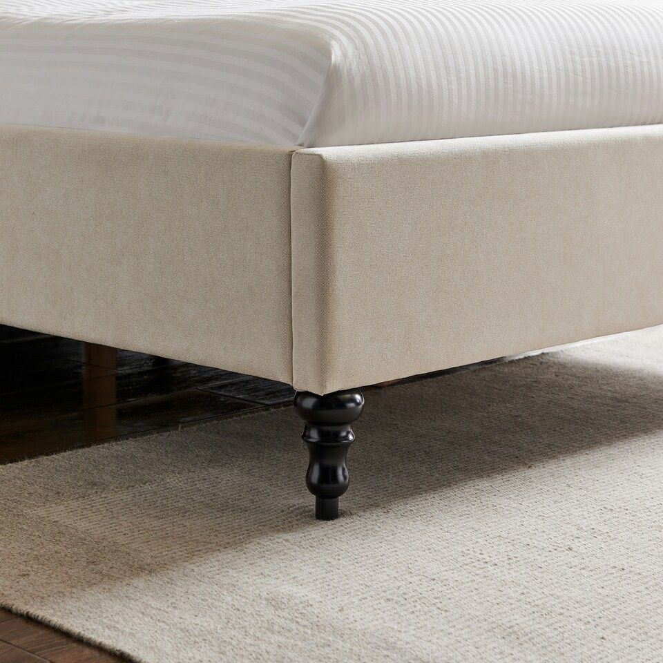 image 1 of 6ft Super King Fabric upholstered, natural beige,buttoned back,curved bed frame,bedstead