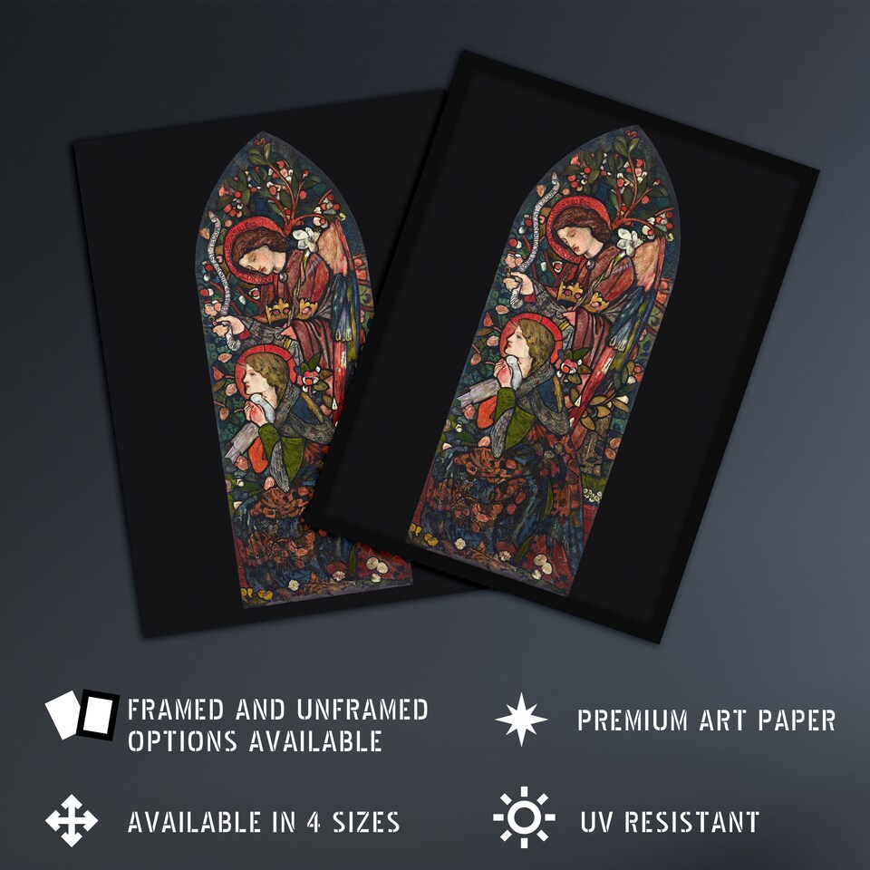 image 1 of The Annunciation Stained Glass Wall Art Print Edward Burne Jones 18x24"