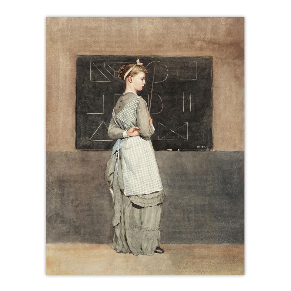 image 1 of Teacher with Blackboard Winslow Homer Wall Art Poster Print 12X16"