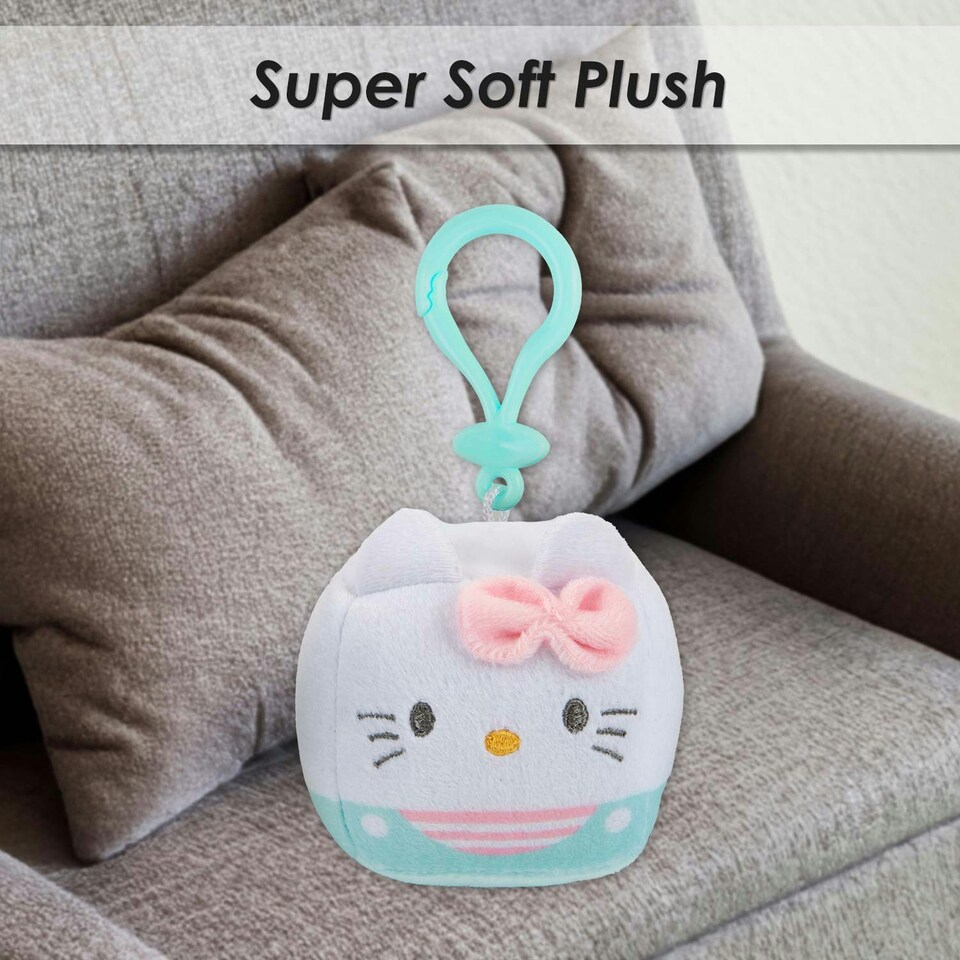 image 1 of Hello Kitty Soft Toy Cubeez Plush Turquoise Cute Plush Huggable Cuddly 7cm Blue