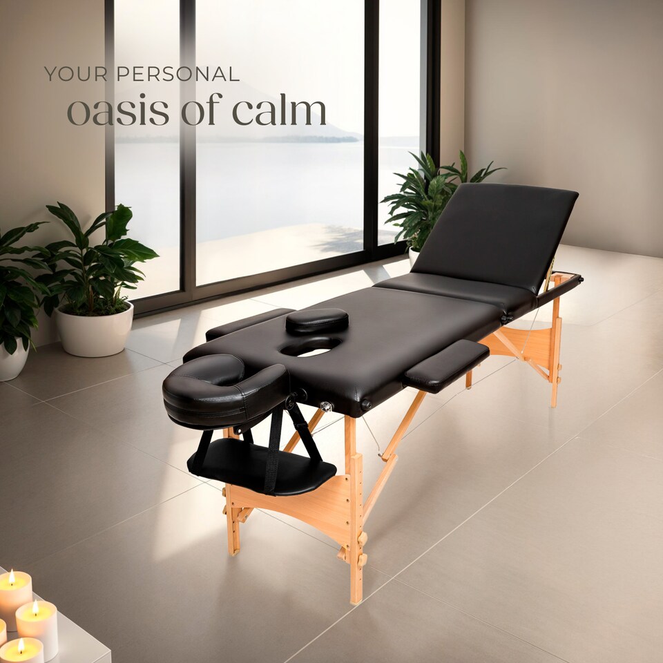 image 1 of Massage Table Daniel - 3-zones, carry bag, head and armrests, 5 cm thick padding | Black | black | 1